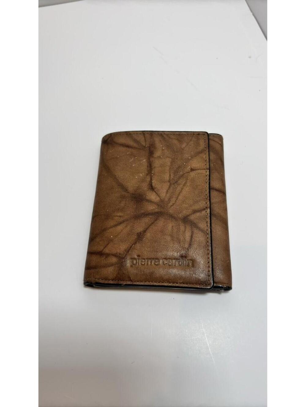 Vintage Pierre Cardin Marbled Brown Tri Fold Leather Wallet Gift!